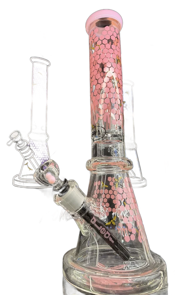 aLeaf The Honeycomb 16 inch pink beaker with honeycomb artwork